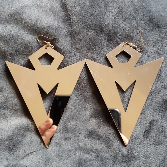 vintage Y2K | gold & silver bold reversible statement earrings - Picture 2 of 2